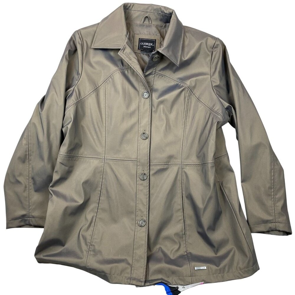Outbrook Women's Jacket XL Taupe 1X Button-Front Collared Casual Classic